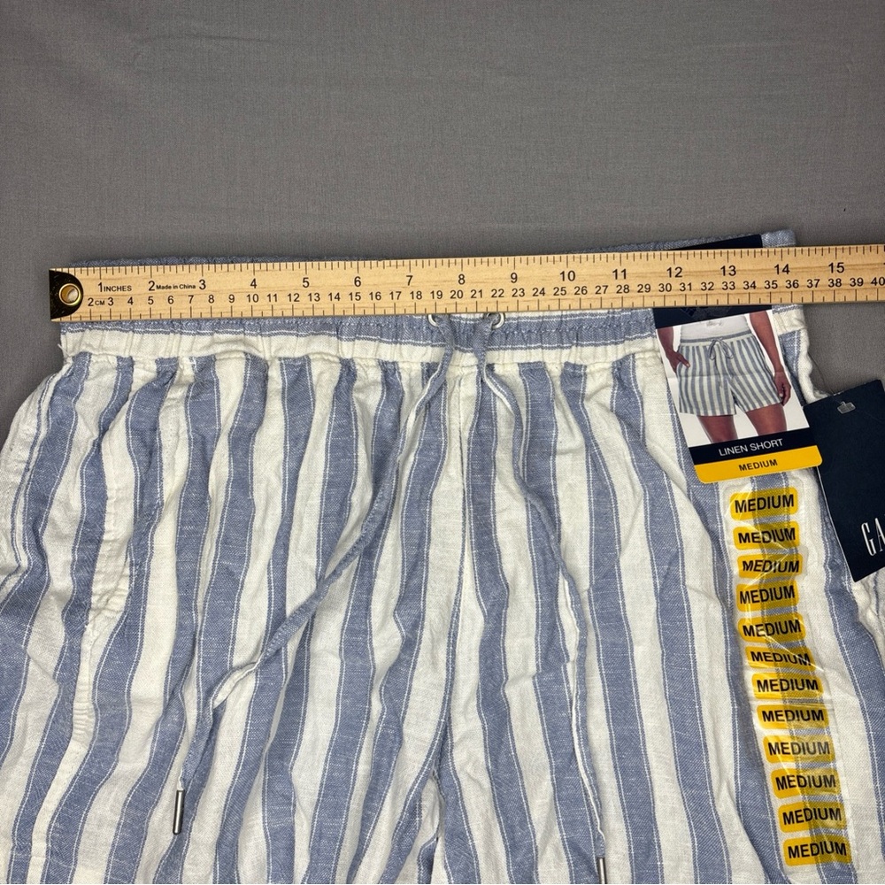 Gap Lightweight Linen Shorts White Blue English Manor Stripes Drawstring Size M - Picture 8 of 12